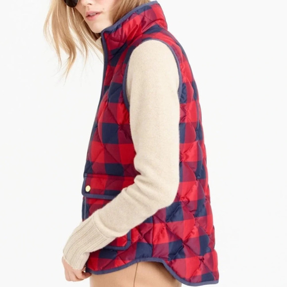 J.Crew Excursion Buffalo Plaid Quilted Down Feather Puffer Vest Small - Picture 8 of 10